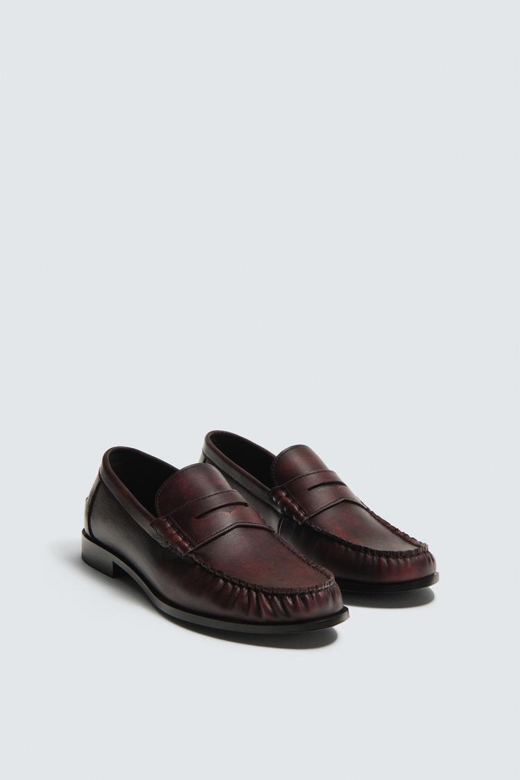 ZARA WORN-EFFECT PENNY LOAFERS