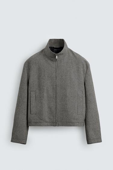 Zara 千鳥格紋襯衫式外套 - 黑色 / 裸色