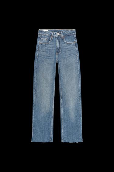 TRF HIGH-WAIST CROPPED FLARE JEANS - Blue by Zara