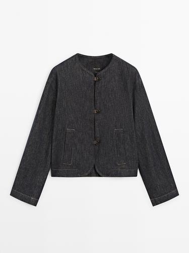 Chaqueta corta denim mezcla algodón - Azul de Zara - Imagen 0