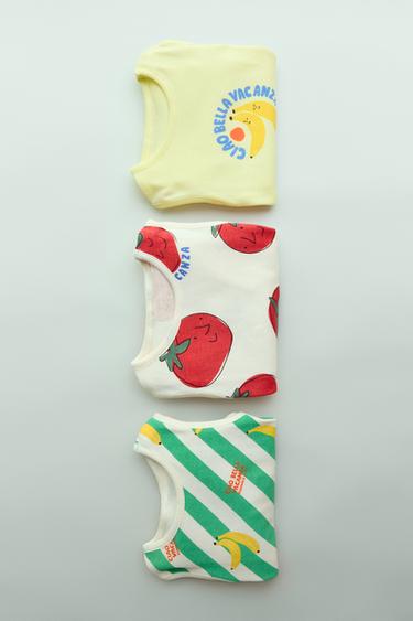 3-PACK OF BODYSUITS WITH TOMATO AND STRIPE PRINT - Multicoloured by Zara