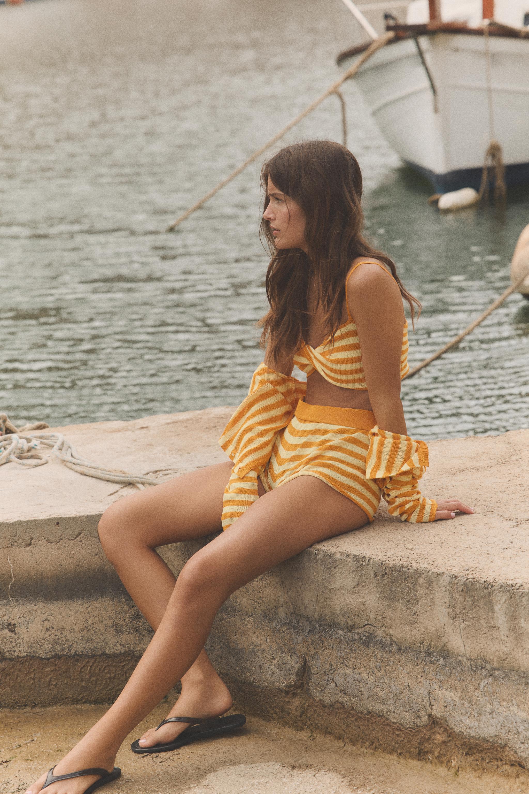 STRIPED KNIT TOP - Orange / Yellow | ZARA Canada