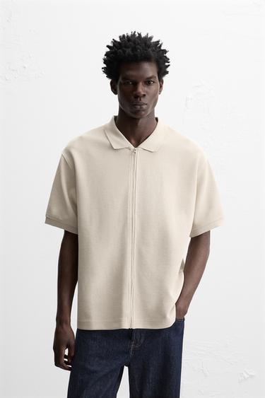 SUÉTER ESTRUCTURA ZIPPER - Beige de Zara