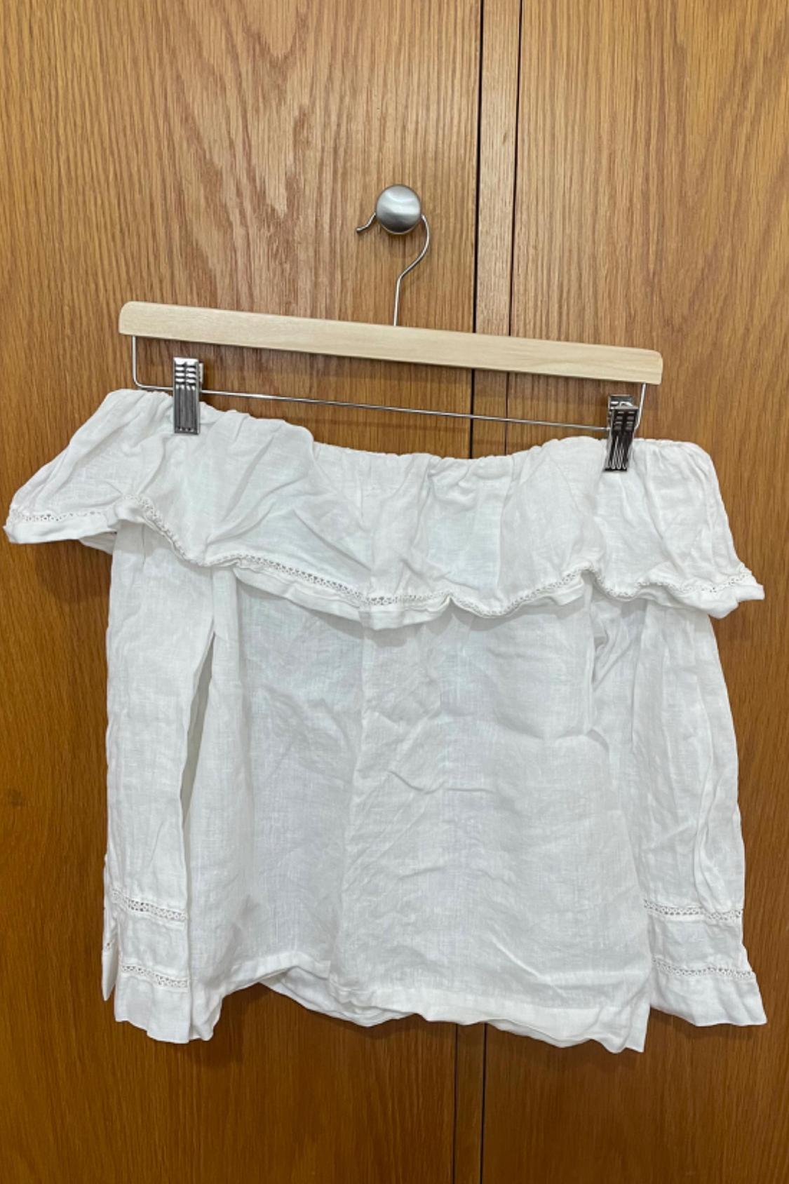 LINEN TOP WITH RUFFLE TRIM - Image 9
