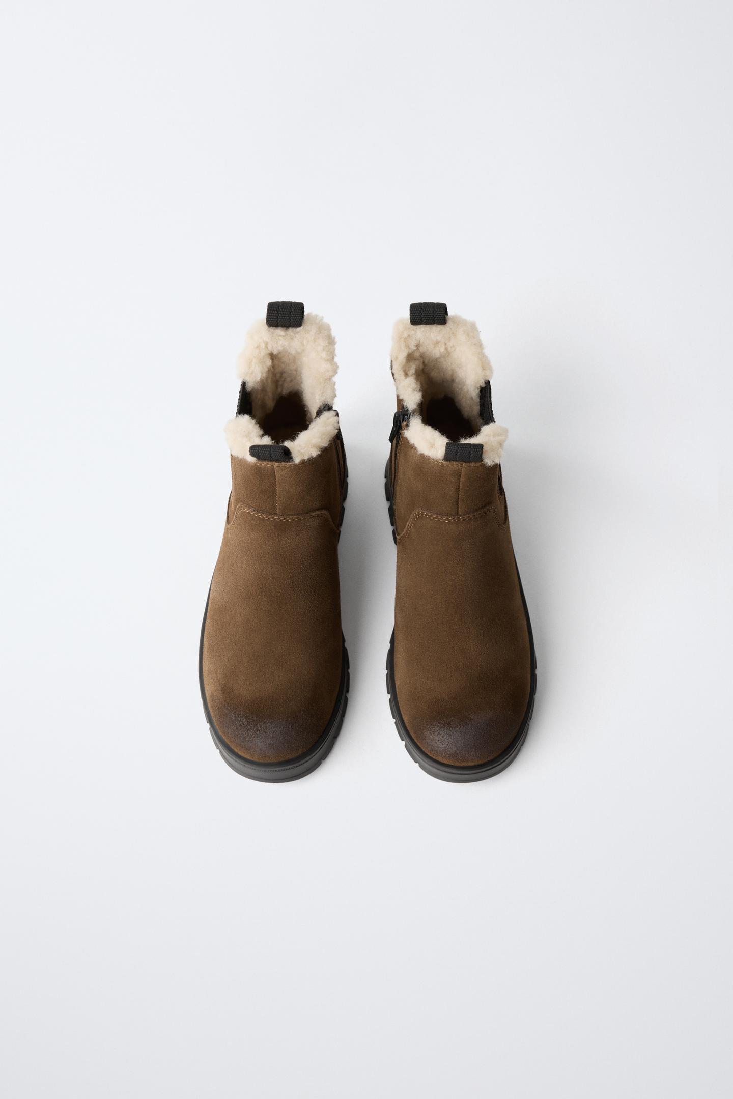 Детские ботинки Zara Leather Lined Chelsea, цвет: Коричневый — фото 4
