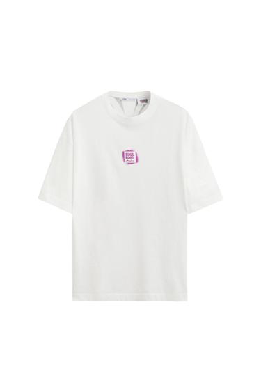 Front view of a white t-shirt with 'BUGS BUNNY' text print on the chest.