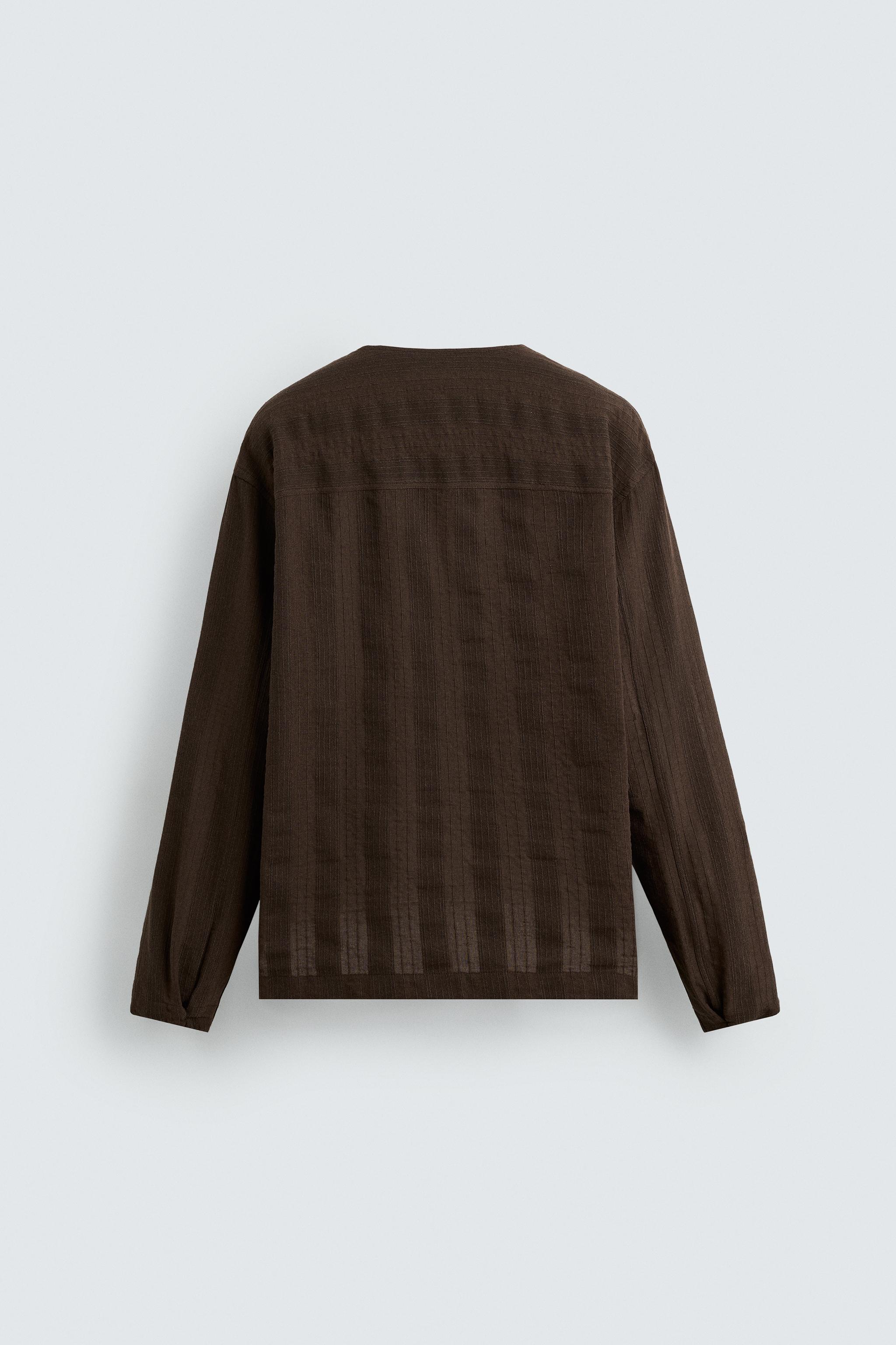 STRIPED JACQUARD SHIRT - Brown | ZARA United States