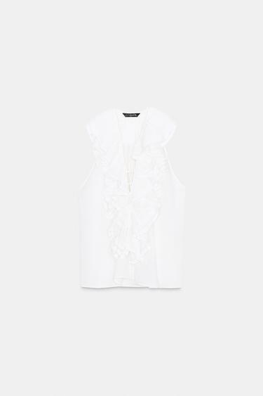 TOP VOLANTES ZW COLLECTION - Blanco de Zara - Imagen 0