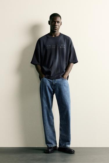 WASHED RELAXED FIT T-SHIRT - Blue by Zara - Image 0
