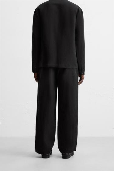 PANTALON DE COSTUME EN COTON ET LIN - Noir de Zara - Image 2