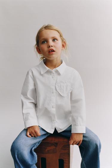 CAMISA PARCHE CORAZÓN - Blanco de Zara