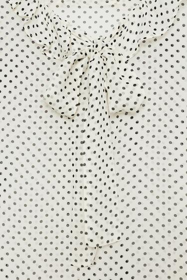 BLOUSE À NŒUDS ET POIS ZW COLLECTION - Blanc de Zara - Image 8