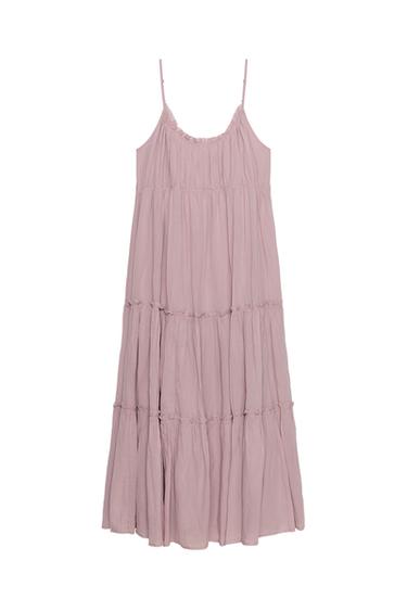 GAZE-MIDIKLEID MIT VOLANTS - Lila von Zara