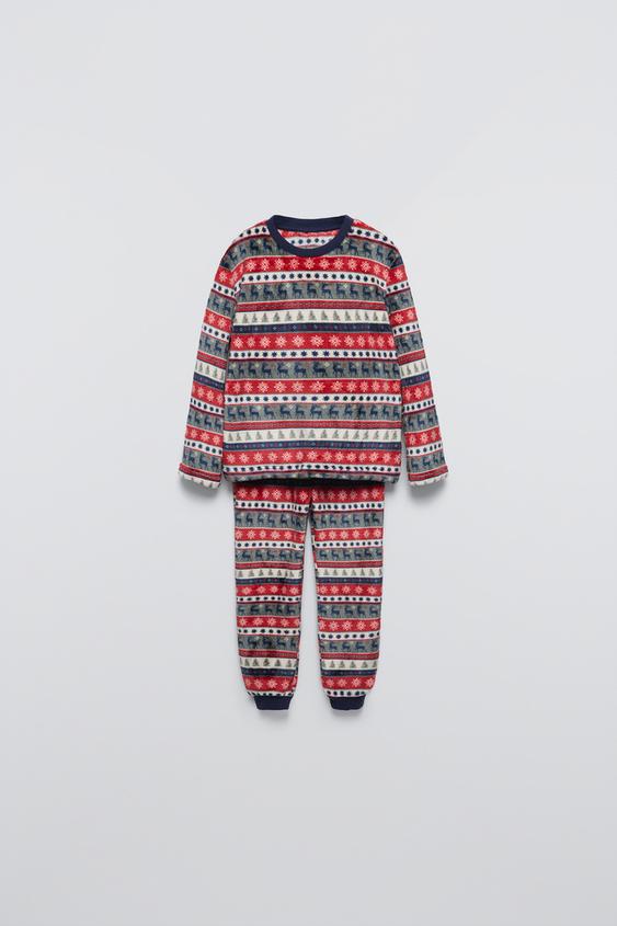 AGES 3-6/ GREEK KEY FLEECE PYJAMAS - Red | ZARA UAE - Dubai/Sharjah ...