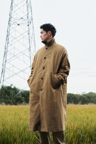 Zara 二合一拼接風衣 - 焦糖色