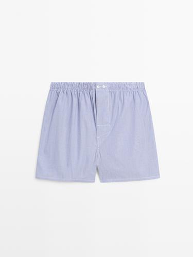 Zara 100% cotton striped boxers - Navy blue