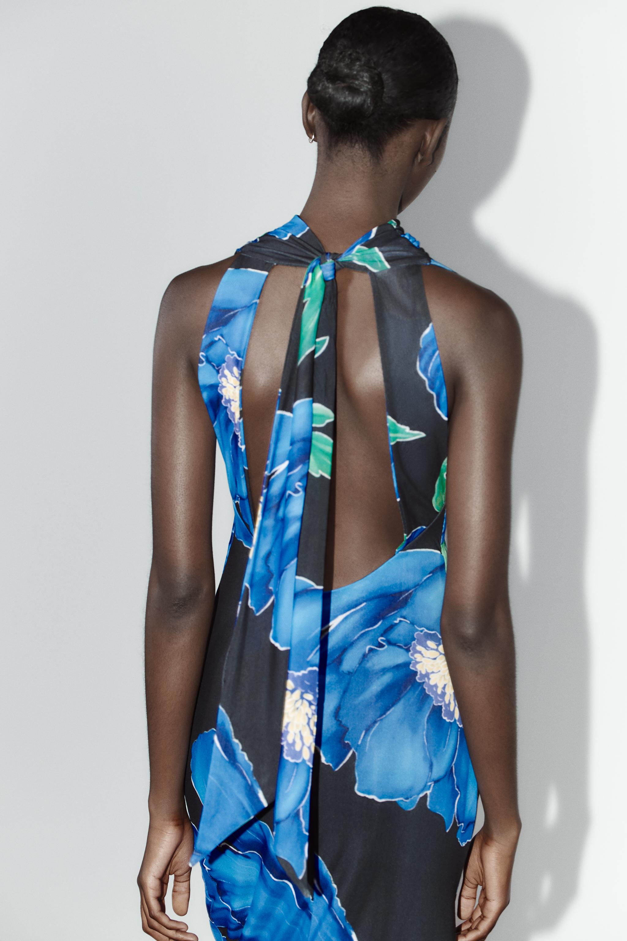 【メーカー再生品】 FLOWY PRINT States United ZARA | Black / Blue - DRESS パンツ