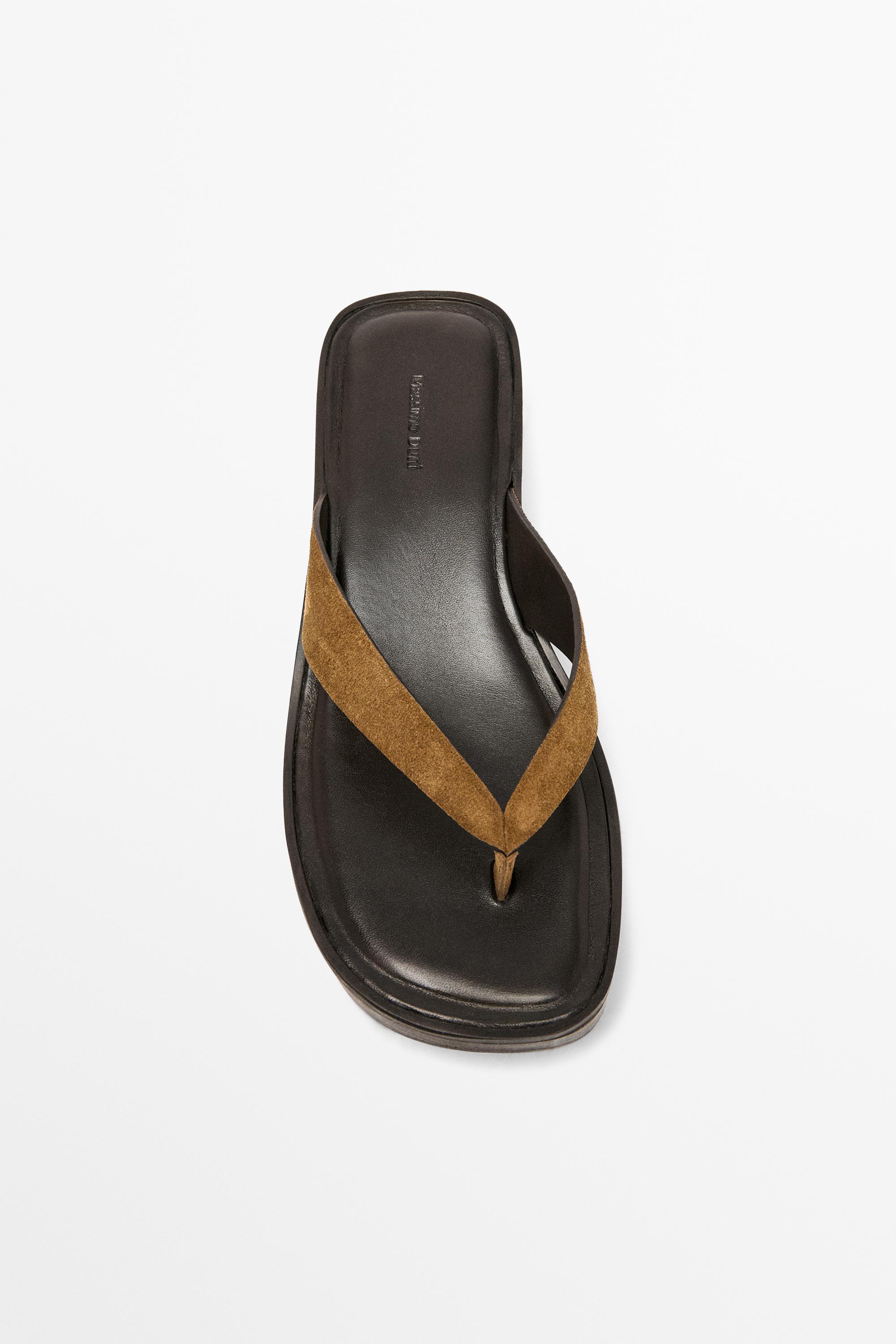 Leather wedge heel sandals