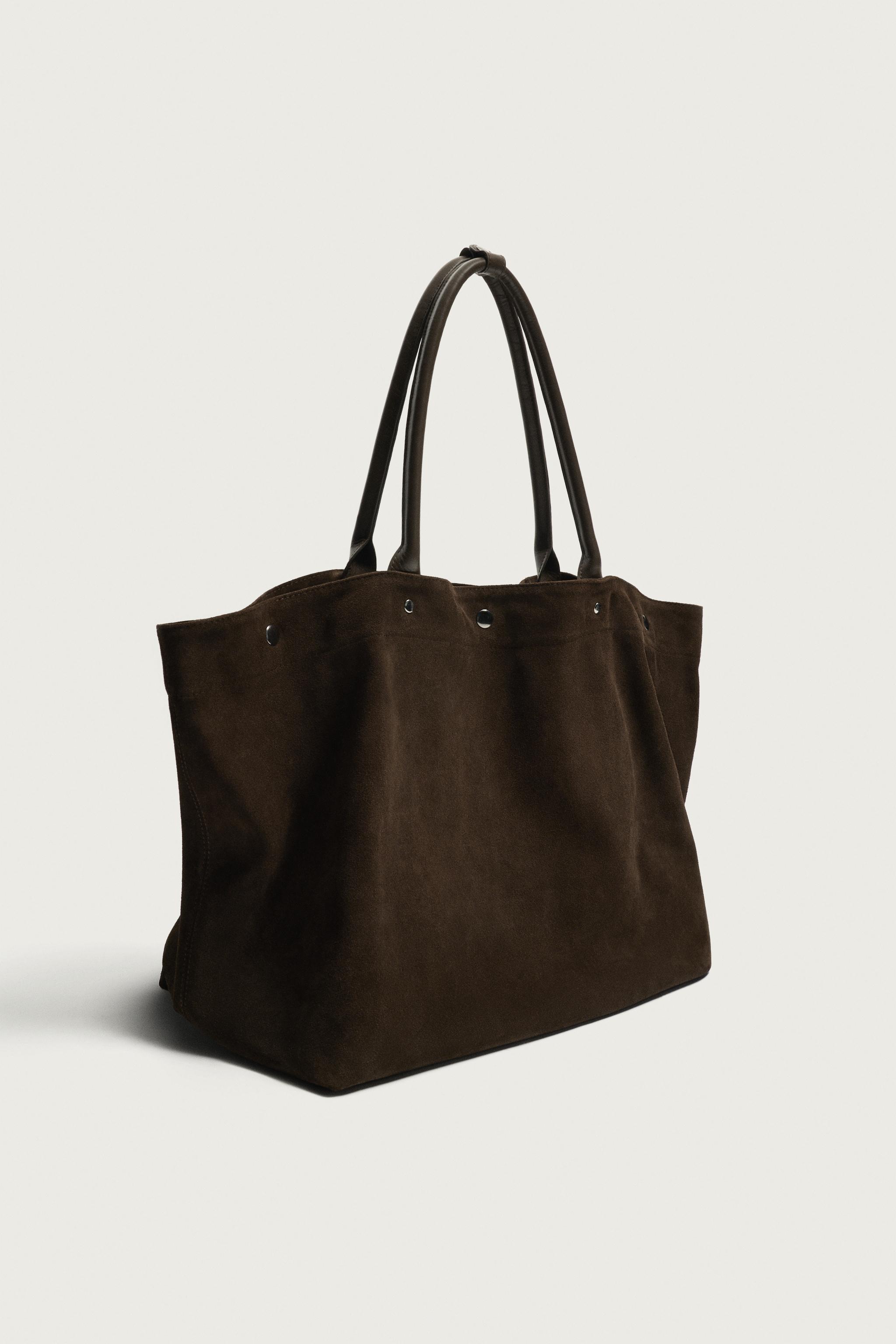 AARON LEVINE X ZARA LEATHER SHOPPER BAG — Brown