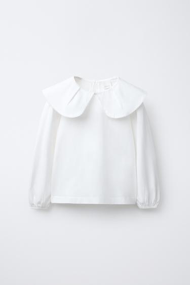 Zara ROMANTIC PETER PAN COLLAR TOP - White