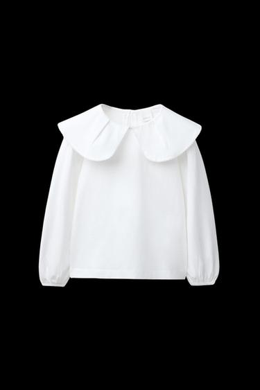 ROMANTIC T-SHIRT WITH PETER PAN COLLAR - White by Zara