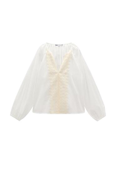 CONTRAST CROCHET BLOUSE