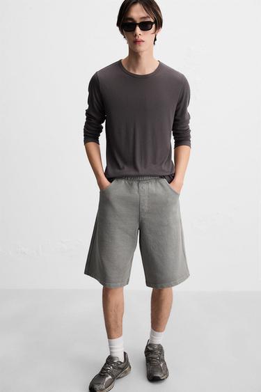 BAGGY FIT JOGGER BERMUDA SHORTS - Light grey by Zara - Image 4