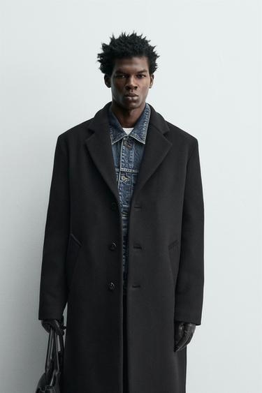 ABRIGO MEZCLA LANA MANTECO® - Negro de Zara