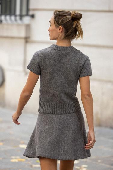 TOP AVEC LAINE MANCHES COURTES - Gris de Zara - Image 2