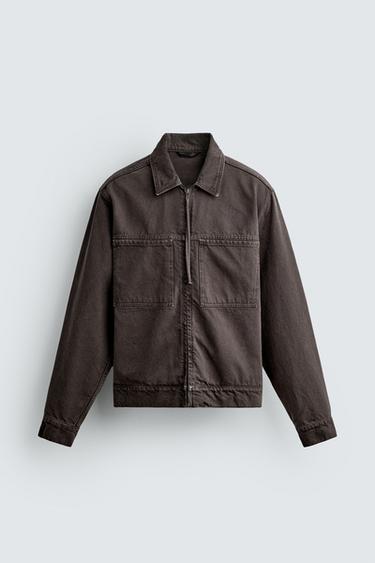 SOBRECAMISA REGULAR FIT CREMALLERA - Marrón de Zara