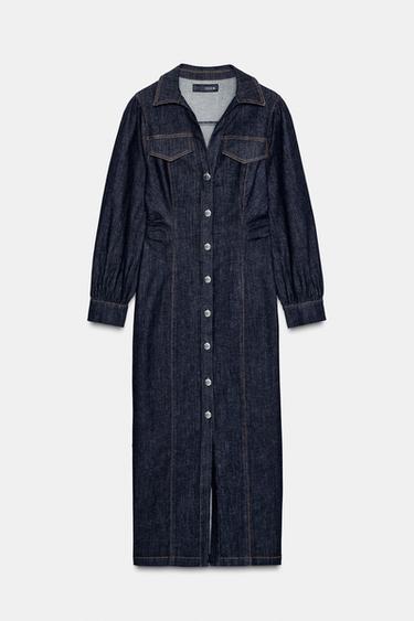 Z1975 FITTED DENIM MIDI DRESS - Black by Zara - Image 0