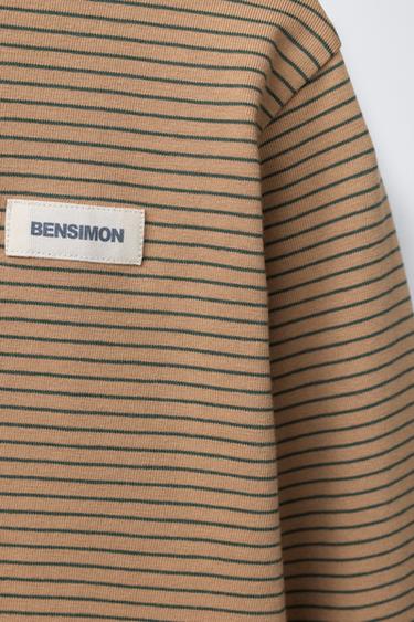 STRIPED T-SHIRT WITH BENSIMON ® X ZARA LABEL - camel by Zara - Image 3