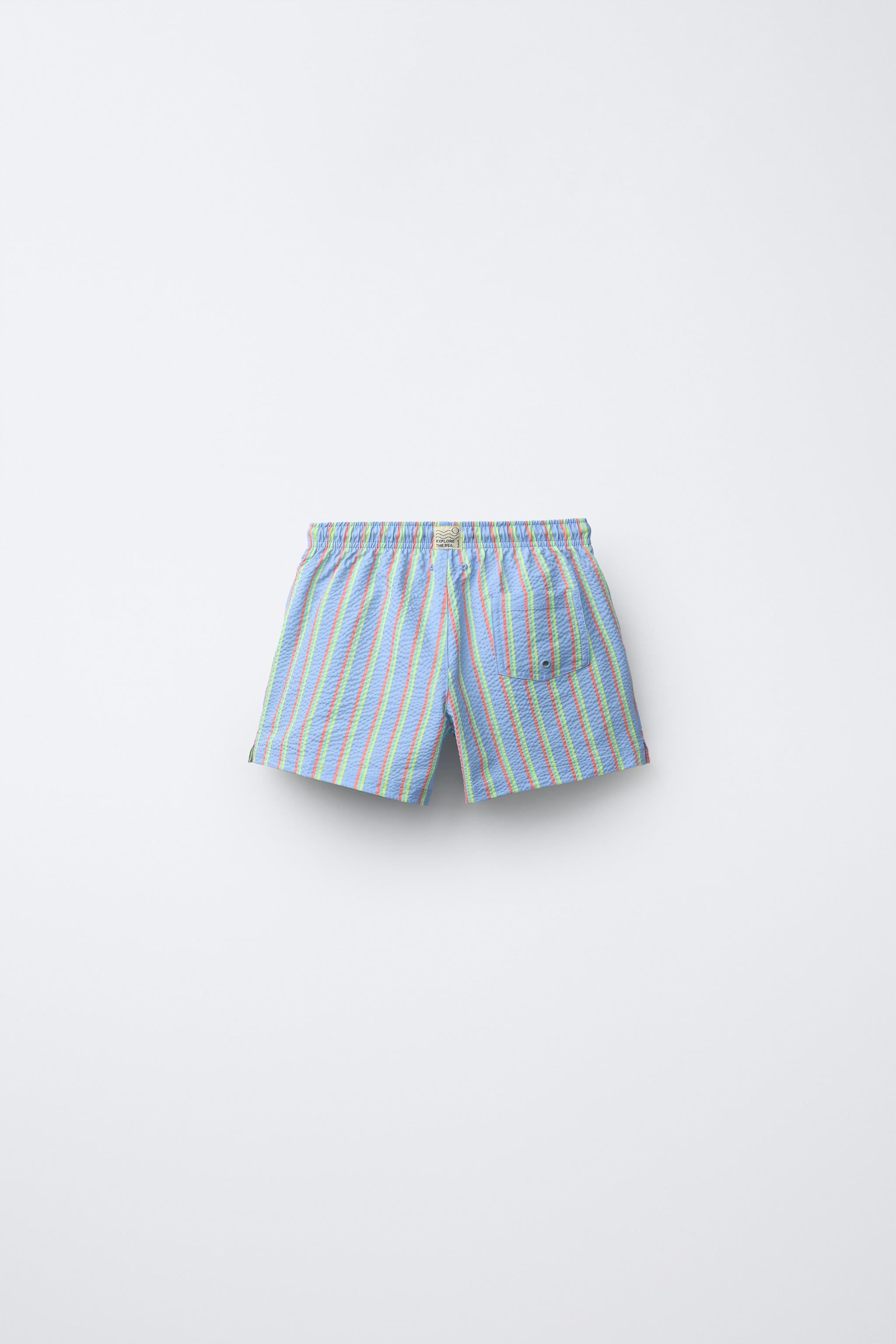 2-6 YEARS/ STRIPED SEERSUCKER SWIM SHORTS