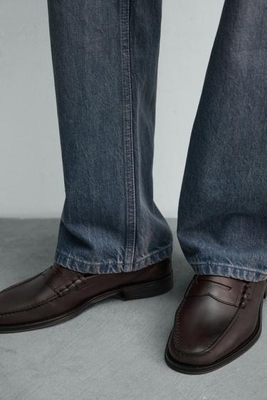 LEATHER PENNY LOAFERS - Brown by Zara
