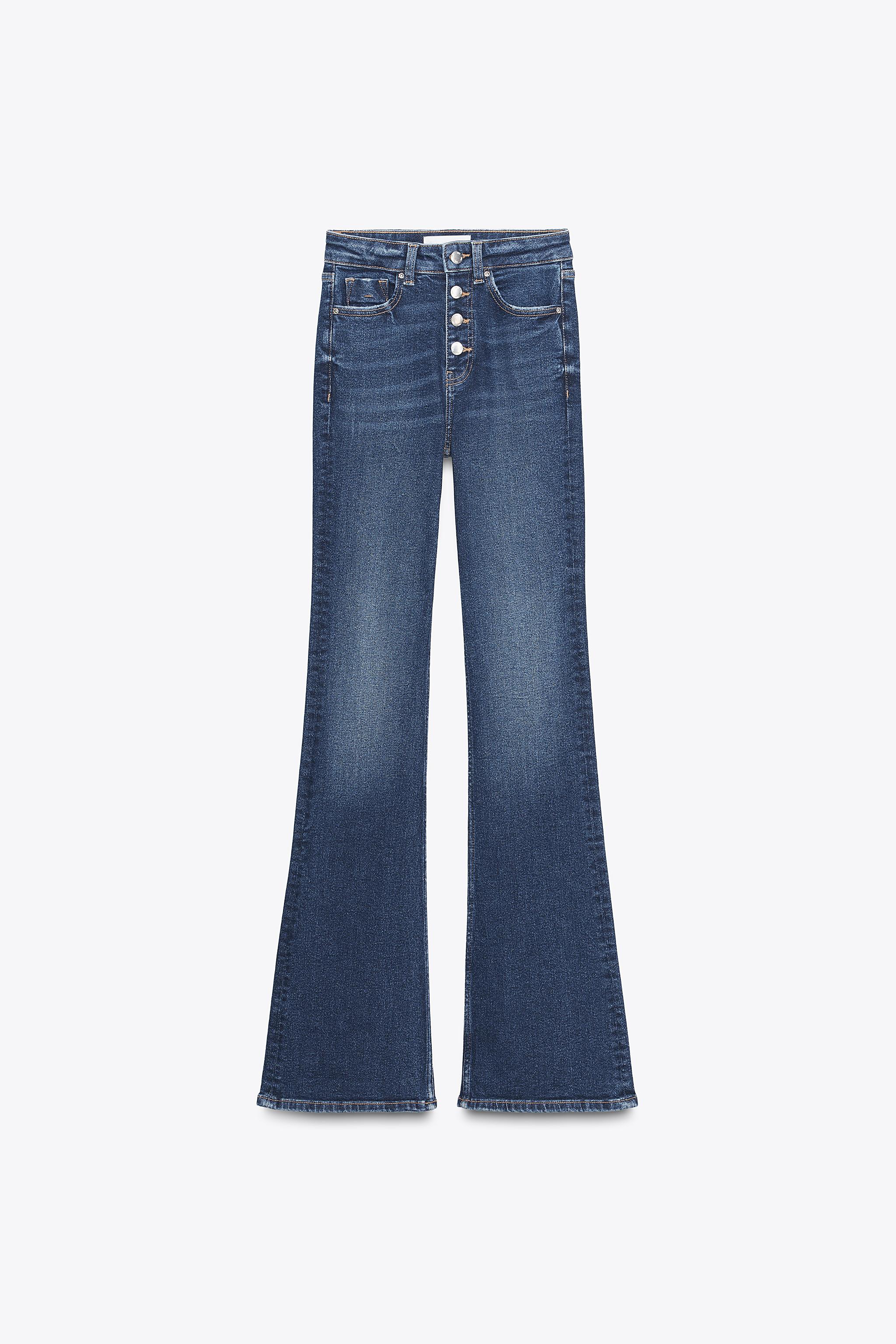 【美品】ZARA デザインフレアデニムパンツ　ブルー　ジーンズ　ユニセックス ZARA フレアフィット デニムパンツ サイズ EU44 US34｜Yahoo