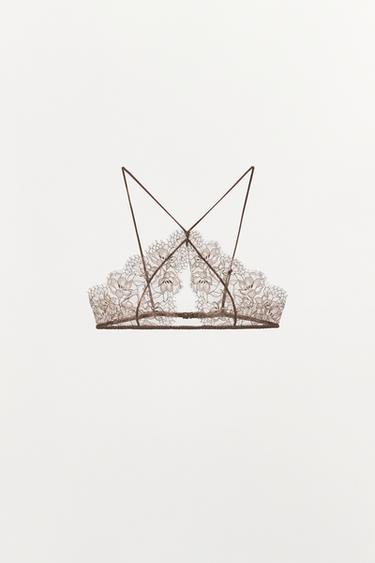 BRALETTE HALTER ENCAJE - Rosa pastel de Zara