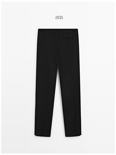 Pantalón capri con lino - Negro de Zara