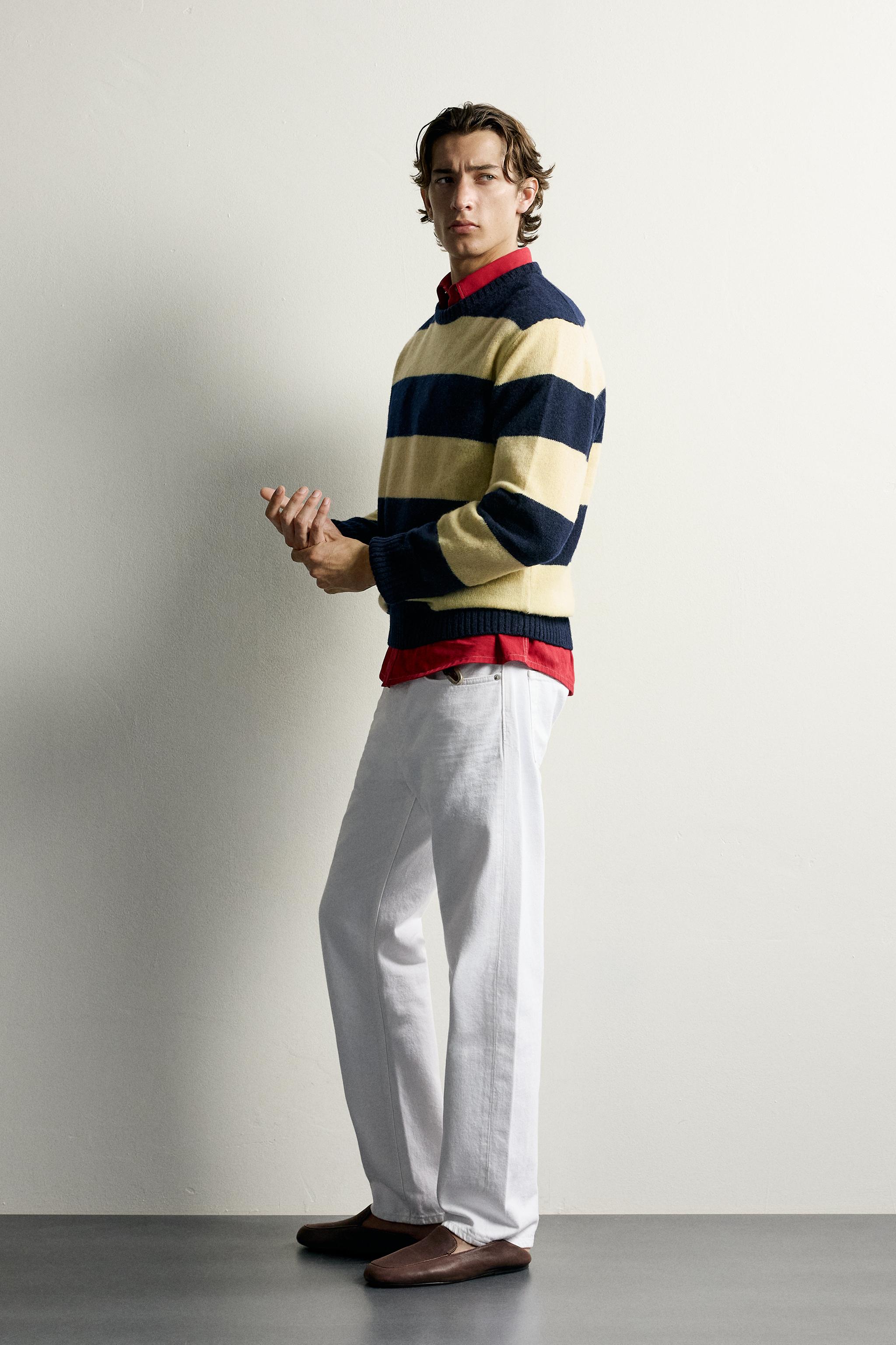 100% WOOL STRIPED SWEATER