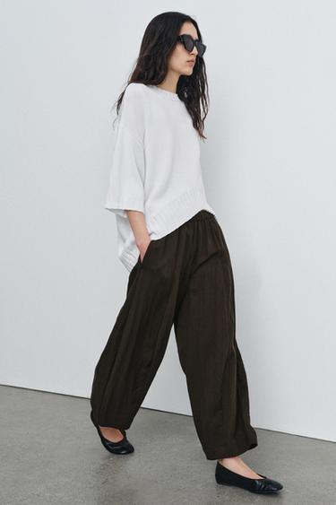 ZW COLLECTION BARREL TROUSERS - Brown by Zara