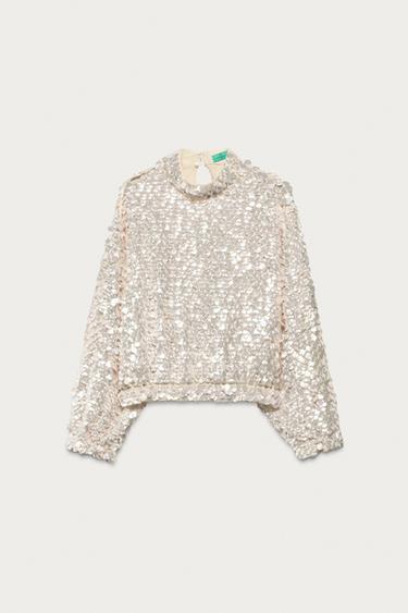 TOP PAILLETTES MARISA BERENSON X ZARA - Rose clair de Zara - Image 1