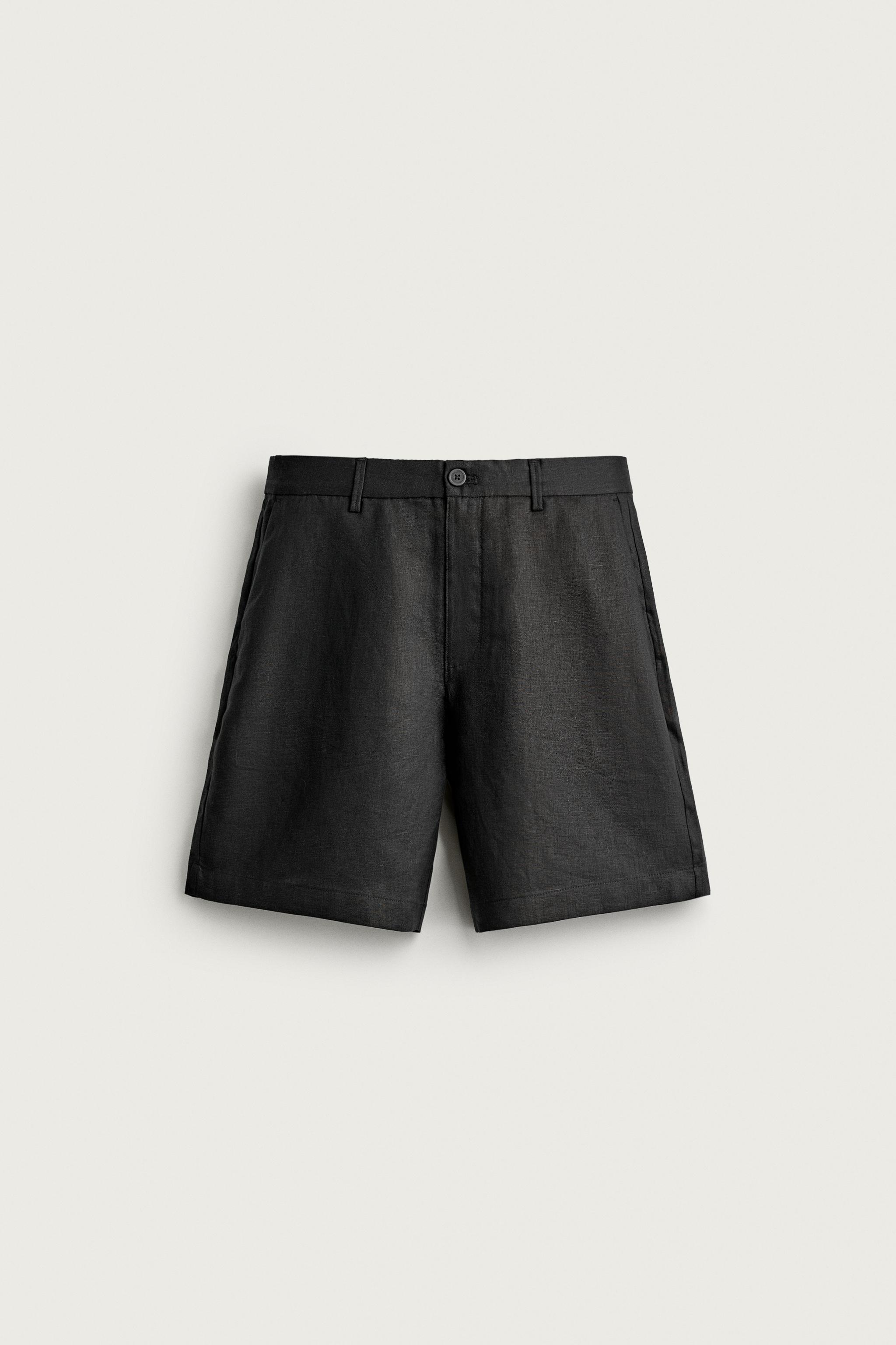 100% LINEN REGULAR FIT SHORTS