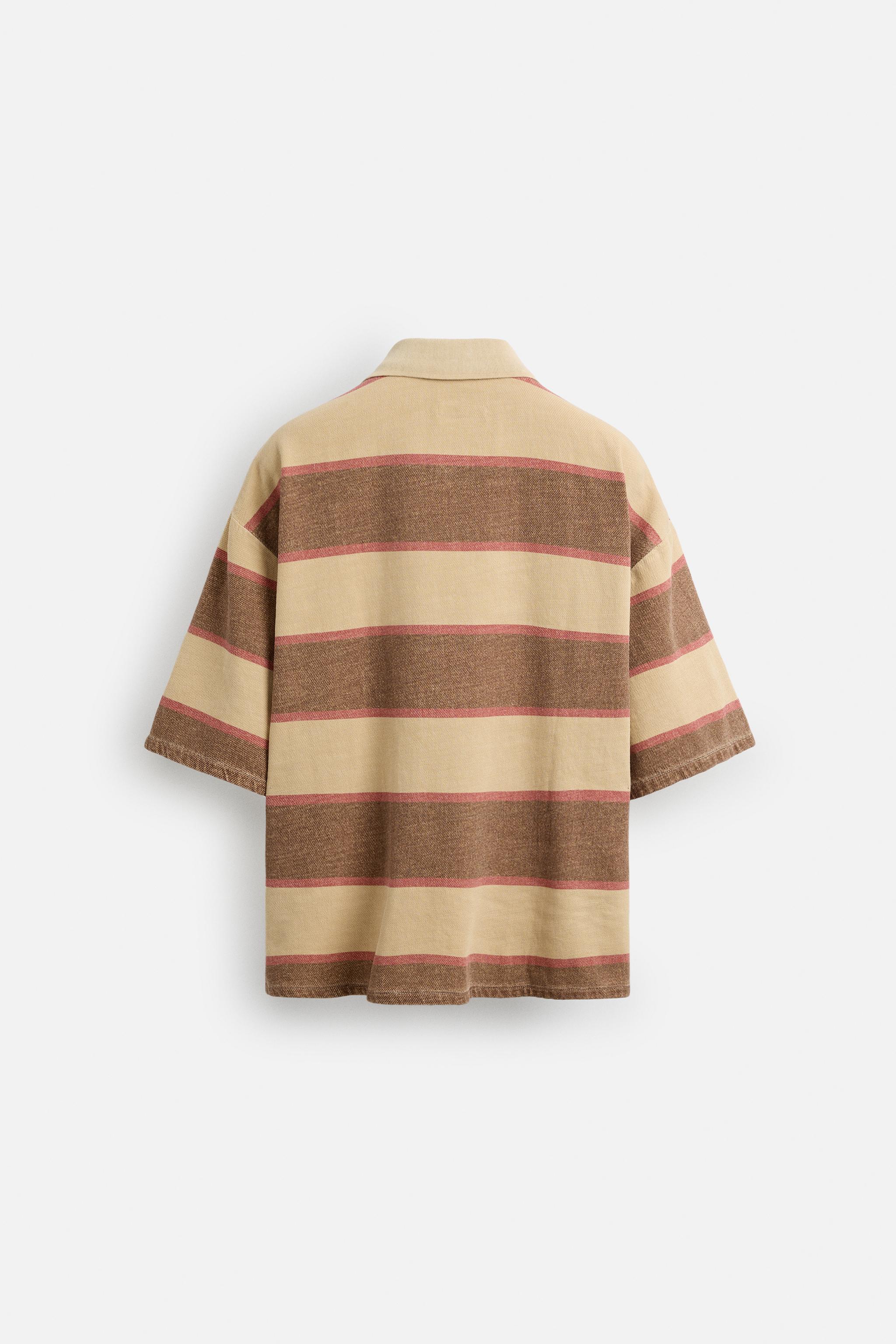 STRIPED WASHED POLO SHIRT - Reddish | ZARA United States