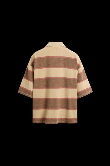 STRIPED WASHED POLO SHIRT - Reddish by Zara