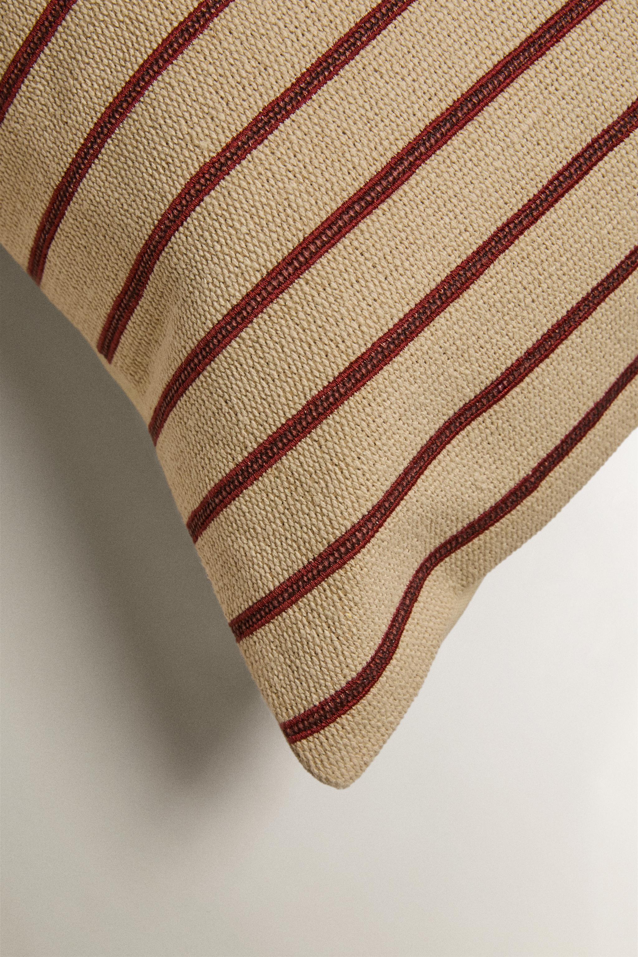 STRIPED CUSHION COVER — Light beige