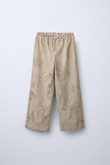 PANTALON BRODÉ BRILLANT - Beige clair de Zara - Image 0