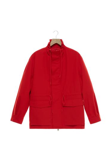 ODPINANA PARKA HYDROFOBOWA - Czerwony Zara