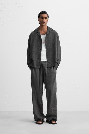 STRIPED FLOWING TROUSERS - Blue by Zara