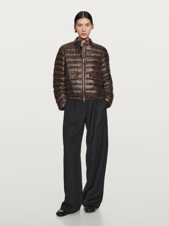 Water-repellent down bomber jacket