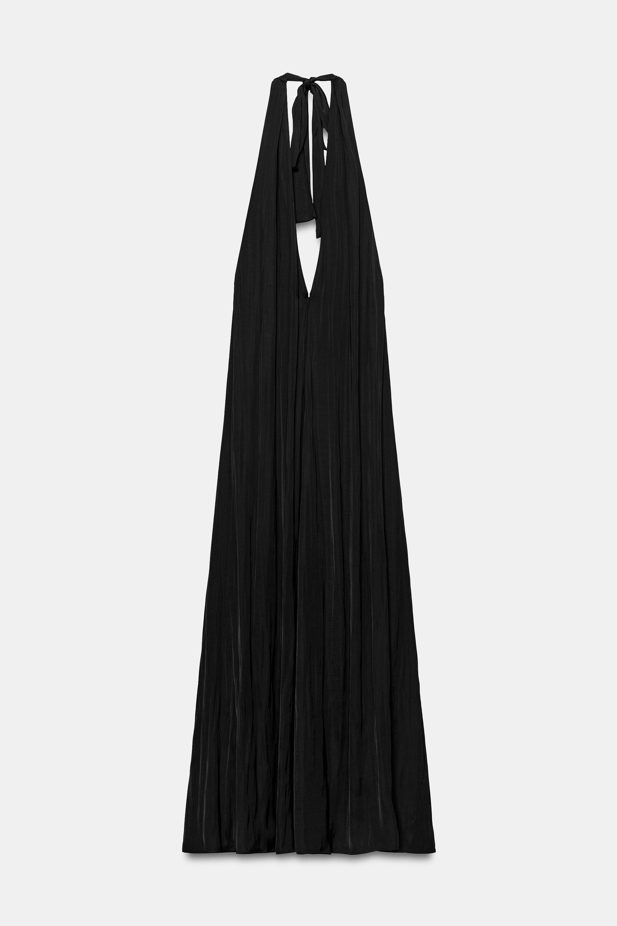 Женские платья Zara SATIN HALTER MIDI DRESS — фото 8