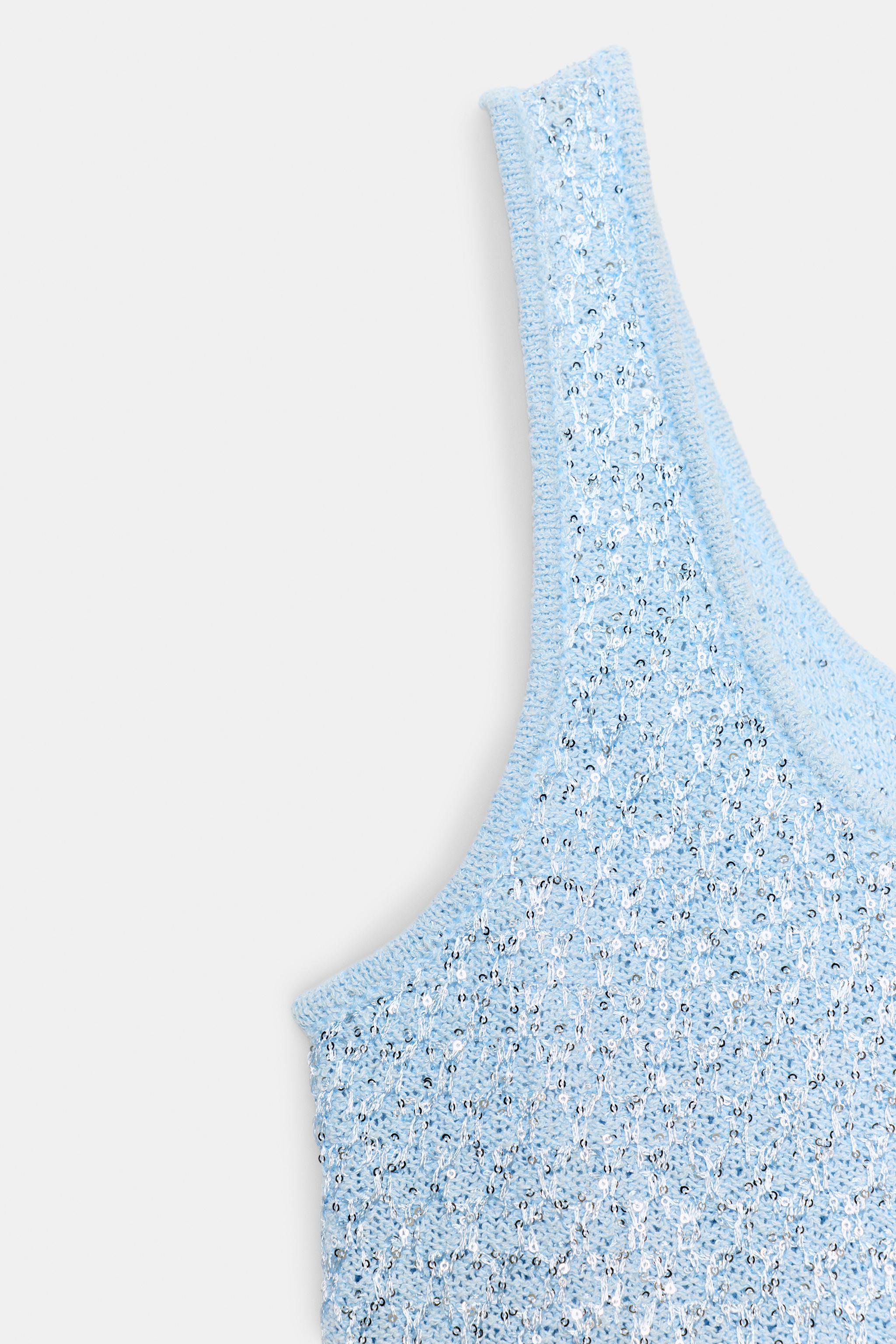 TOP EN MAILLE À PAILLETTES ET FIL MÉTALLISÉ